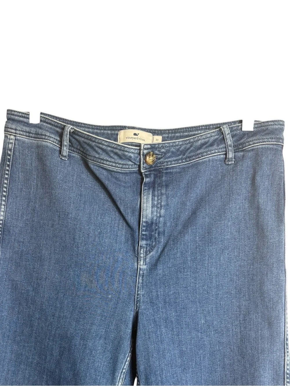 VINEYARD VINES High-Rise Straight Cropped Jeans in Medium Blue Size 32 — TRENDY! - Picture 5 of 12